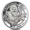 1 oz Santa & His Reindeer Silver Christmas Round .999 Silver 