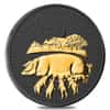 2019 Great Britain 1 oz Silver Year of the Pig Coin .999 Fine Black Ruthenium 24K Gold Edition (w/Box & COA)