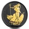 2019 Great Britain 1 oz Silver Britannia Coin .999 Fine Black Ruthenium 24K Gold Edition (w/Box & COA)