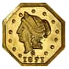 1871 Gold Liberty Head Octagonal Half Dollar BG-924 - Almost Uncirculated AU