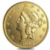 1853 $20 Liberty Head Double Eagle Gold Coin Cleaned