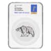 2021 Chad 1 oz Silver Bear Shaped Coin NGC MS 70 FDOI Antiqued High Relief