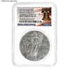 2021 (P) 1 oz Silver American Eagle NGC MS 69 ER Mint Error (Obv Struck Thru) Emergency Production