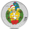 2022 1 oz Tuvalu The Simpsons Season's Greetings Colorized Silver Coin .9999 Fine BU