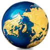 2021 3 oz Silver 24K Gold Plating Blue Marble Planet Earth Spherical Coin Barbados .999 Fine (w/Box & COA)