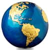 2021 3 oz Silver 24K Gold Plating Blue Marble Planet Earth Spherical Coin Barbados .999 Fine (w/Box & COA)