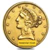 $5 Gold Half Eagle Liberty Head - Polished or Cleaned (Random Year)