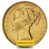 1838-1874 British Gold Sovereign Victoria Young Head Shield (Avg Circ)