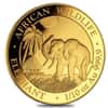 2017 Somalian 1/10 oz Gold African Elephant BU 100 Shillings (Sealed)