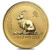 1999 1/10 oz Gold Lunar Year of The Rabbit BU Australia Perth Mint 