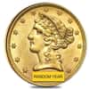 $5 Gold Half Eagle Liberty Head - Almost Uncirculated AU (Random Year)