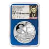 2017 1 oz Silver JFK Solomon Islands NGC MS 70 FDOI First Day of Issue (JFK Signature Label Blue)