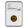 1845 $5 Liberty Head Half Eagle Gold Coin NGC MS 61