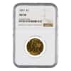 1857 $5 Liberty Head Half Eagle Gold Coin NGC AU 58