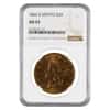 1866 S $20 Liberty Head Double Eagle Gold Coin Motto NGC AU 53