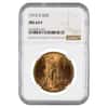 1913 D $20 Gold Saint Gaudens Double Eagle Coin NGC MS 62+