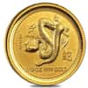 2001 1/10 oz Gold Lunar Year of The Snake BU Australia Perth Mint In Cap