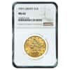 1907 $10 Gold Liberty Head Eagle Coin NGC MS 62