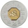 2000 Canada 1 oz Gilded Lunar Year of the Dragon Silver Coin