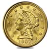 1907 $2.5 Liberty Head Quarter Eagle Gold Coin NGC MS 63