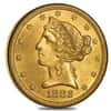 1882 S $5 Liberty Head Half Eagle Gold Coin NGC AU 55