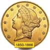 $20 Gold Double Eagle Liberty Head Type I - Almost Uncirculated AU (Random Year, 1850-1866)