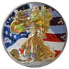 2002 $1 American Silver Eagle Golden Hologram with US Flag Background (Encapsulated)