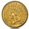 1857 $1 Gold Indian Princess Head Type 3 NGC AU Details
