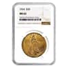 1924 $20 Gold St. Gaudens Double Eagle Coin NGC MS 63