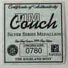 Tim Couch Highland Mint 1 oz .999 Fine Silver Limited Edition Commemorative Medallion w/ COA 