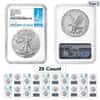 Lot of 20 - 2021 1 oz Silver American Eagle Type 2 NGC MS 70 FDOI