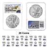 Lot of 20 - 2024 1 oz Silver American Eagle NGC MS 70 ER Mountain