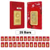 Lot of 25 - 1 oz Perth Mint Lunar Snake Gold Bar .9999 Fine (in Assay)