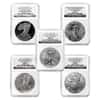 2011 1 oz Silver American Eagle 5-Coin Set NGC MS 70 / PF 70 Early Releases (25th Anniversary)