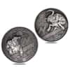 2021 Chad 2 oz Silver Bull vs Bear Pandemic Antiqued High Relief Coin (In Cap, Sealed)
