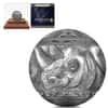 2022 1 Kilo Silver Big Five - Rhinoceros Spherical Coin Djibouti .999 Fine (w/Box & COA)