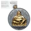 2017 2 oz Palau Laughing Buddha Proof Silver Coin $10 .999 Fine (w/Box&COA)
