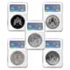 2011 1 oz Silver American Eagle 5-Coin Set NGC MS 70 / PF 70 Early Releases (25th Anniversary)