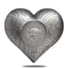 2018 1 oz Palau Silver Heart Charms High Relief Antiqued Silver Coin $5 .999 Fine (w/Box)