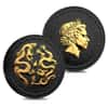 2018 1 oz Niue Silver $2 Double Dragon Black Ruthenium 24K Gold Edition (w/Box & COA)