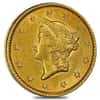 $1 Gold Liberty Head Type 1 - Polished or Cleaned (Random Year)