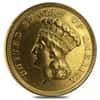 $3 Gold Indian Princess Head - Polished or Cleaned (Random Year, 1854-1889)