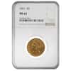 1891 $5 Liberty Head Gold Half Eagle Coin NGC MS 62