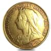 1893-1901 British Gold Half Sovereign Victoria Veil Head Avg Circ