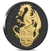 2017 Great Britain 2 oz Silver Queen's Beast (Red Dragon) Coin .9999 Fine Black Ruthenium 24K Gold Edition (w/Box & COA) 