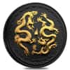 2018 1 oz Niue Silver $2 Double Dragon Black Ruthenium 24K Gold Edition (w/Box & COA)