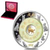 2018 2 oz Silver Laos Year of the Dog 2000 Kip Proof Coin .999 Fine (Gilded, Jade Layer, w/Box&COA)