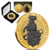 2018 Great Britain 2 oz Silver Queen's Beast (Black Bull) Coin .9999 Fine Black Ruthenium 24K Gold Edition (w/Box & COA)