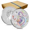 Roll of 20 - 2024 1 oz Colorized Lunar White Dragon Silver Coin BU Perth Mint