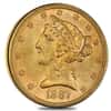1887 S $5 Liberty Head Half Eagle Gold Coin PCGS MS 62 